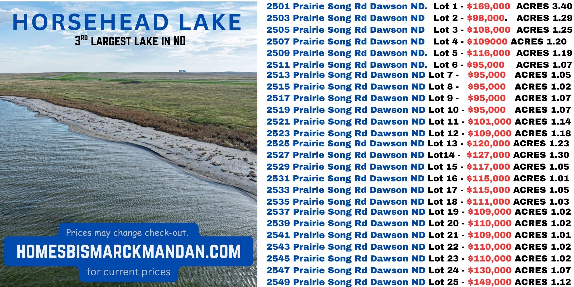 HorseHead Lake LOT Prices!