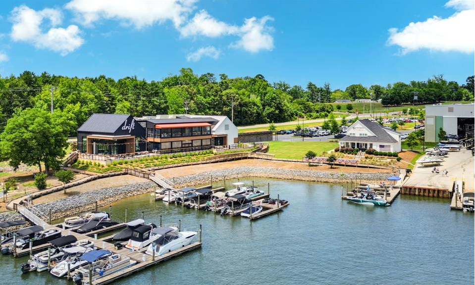 Restaurant docks and waterfront setting on Lake Wylie near Belmont North Carolina