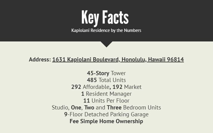 Kapiolani Residence Key Facts