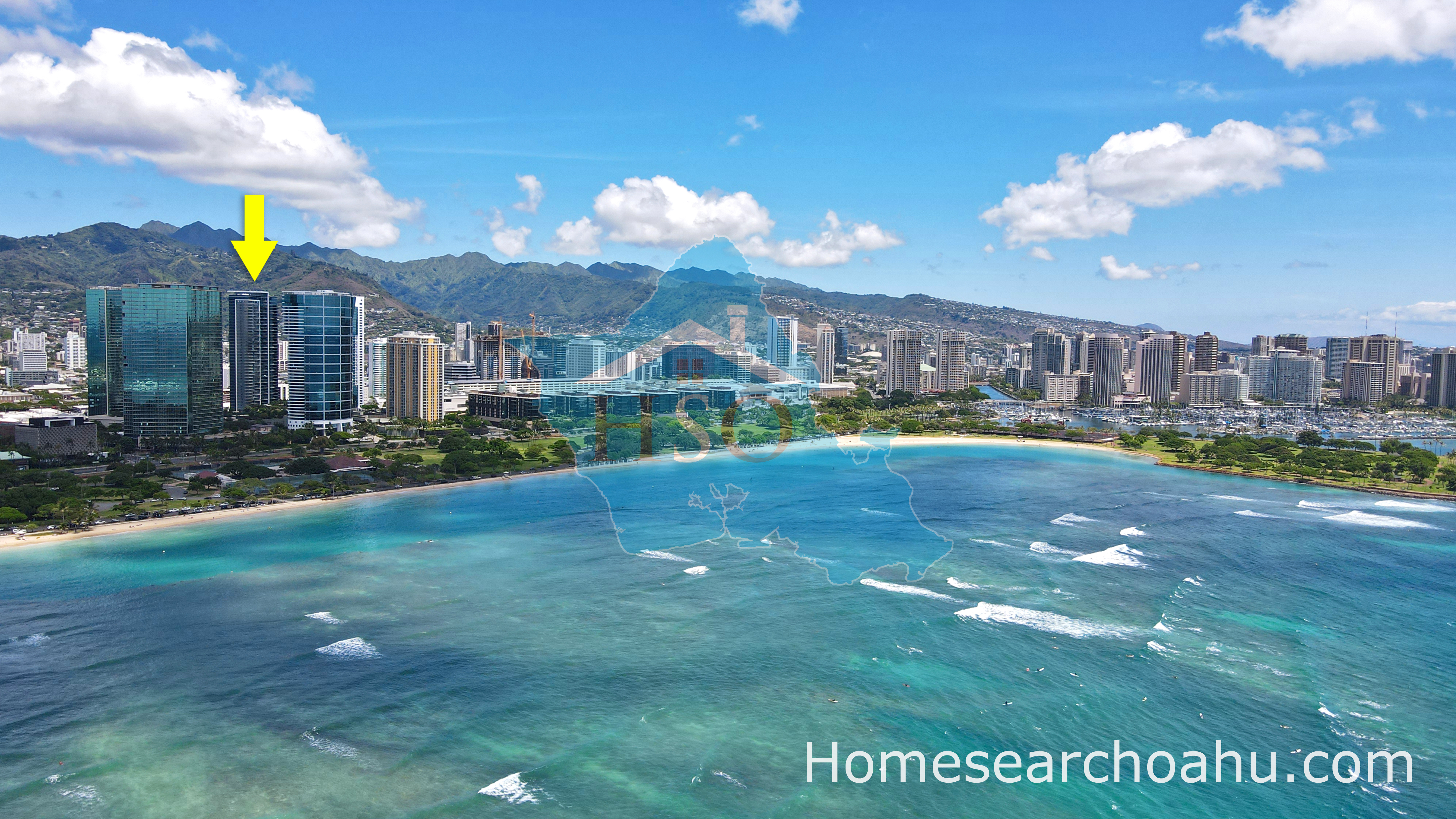 Waihonua location from Ala Moana Beach Park