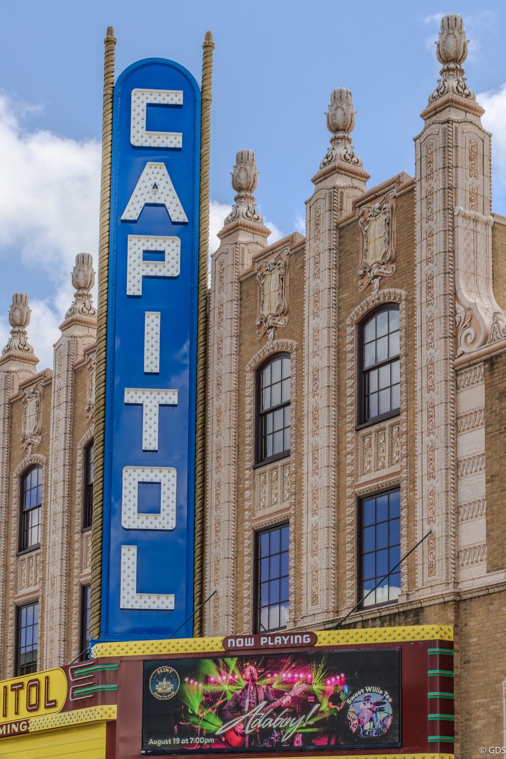 The Capitol Theatre marquee in Flint