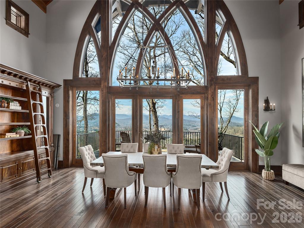 Arched windows and mountain views at 434 Coopers Hawk in Biltmore Park