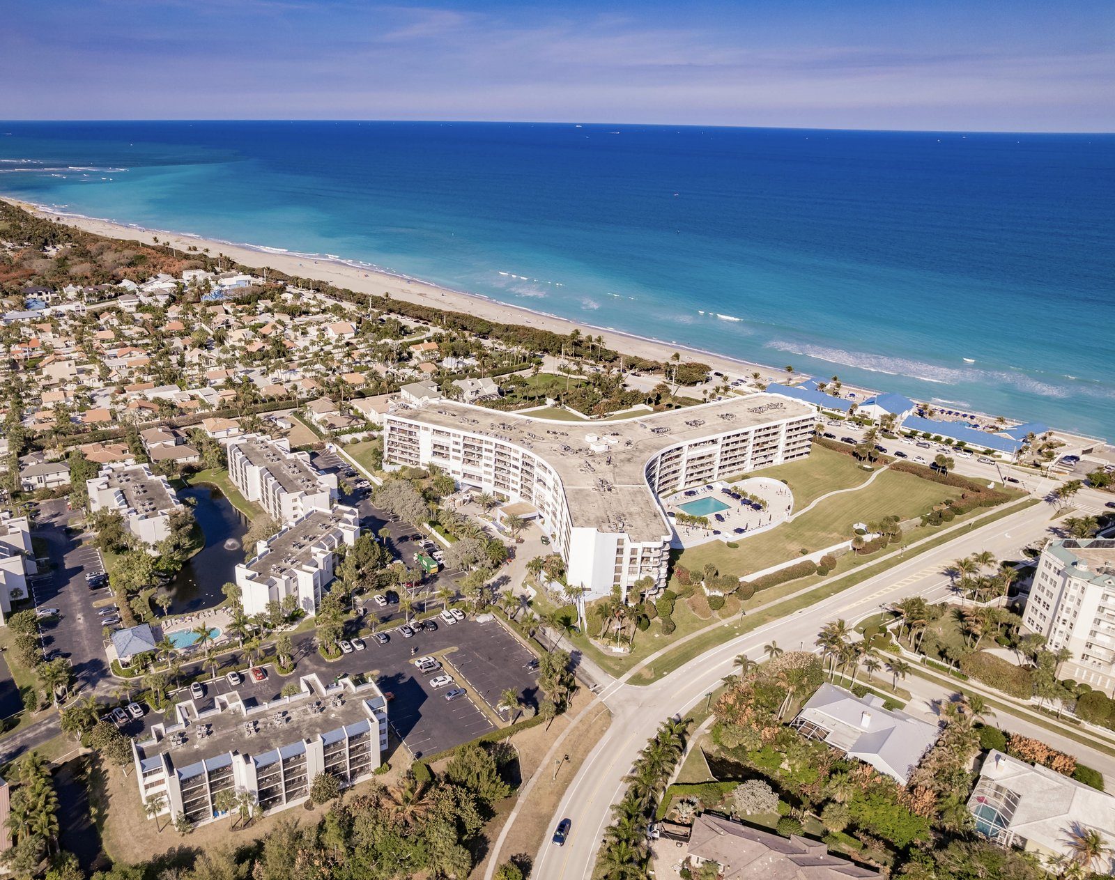Beachfront condominiums in Jupiter, from above