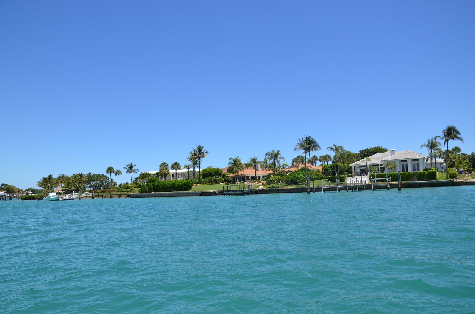 Waterfront homes seen from the water