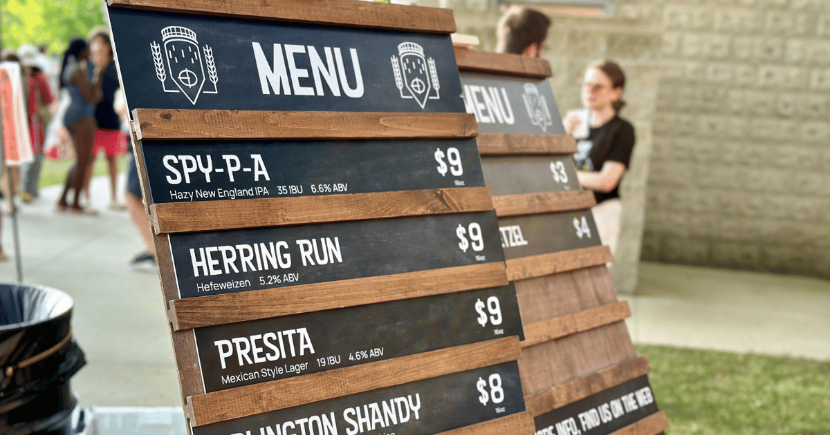The menu of beers served. 