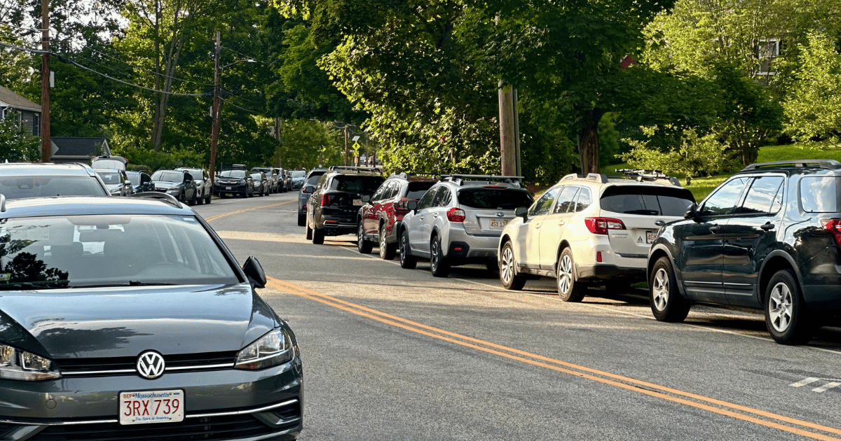 Cars jam packed on the streets leading up to the event. 