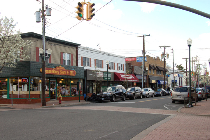 Historic photograph of Bedford Avenue near Bellmore's Long Island Rail Road station