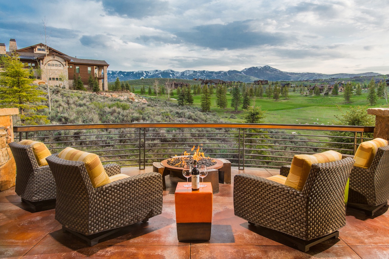 Luxury mountain home patio overlooking Steamboat