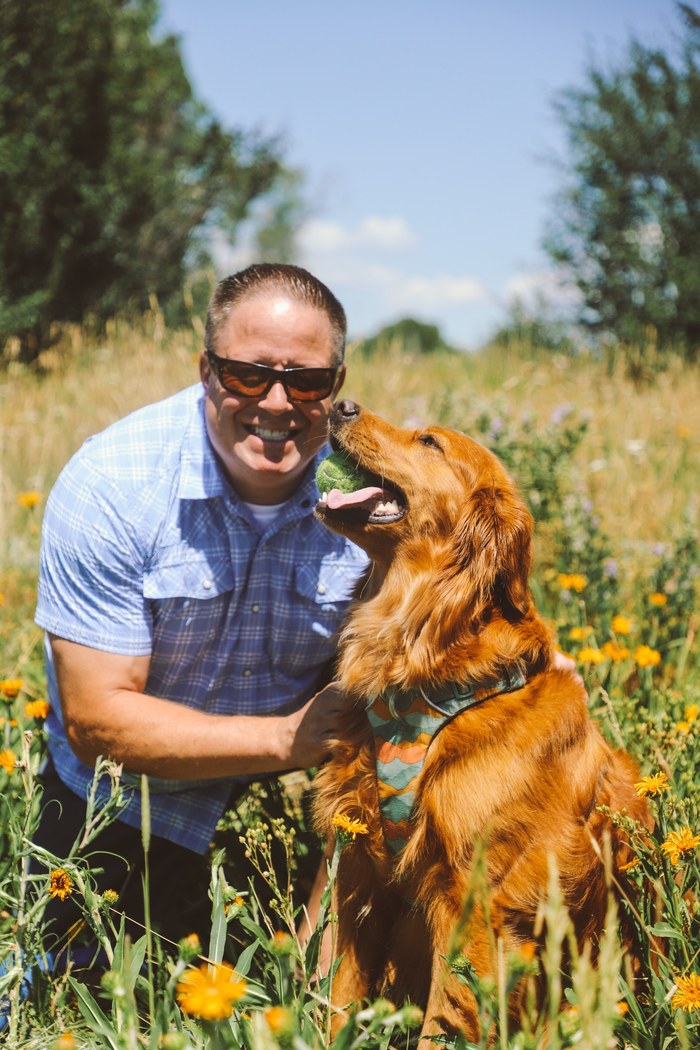 John Madron with his golden retriever Molly in Steamboat Springs, Colorado