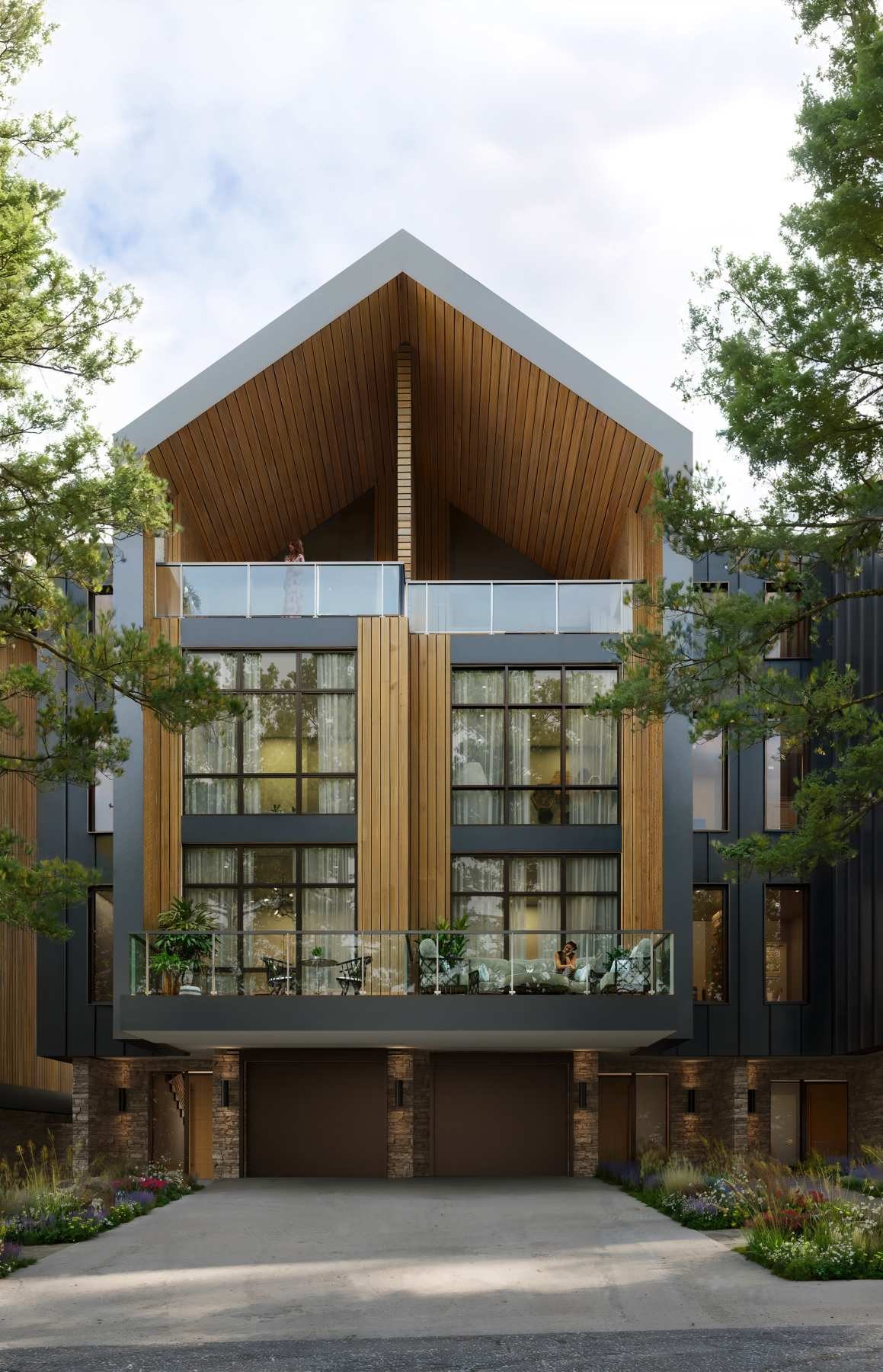 Architectural rendering of ROAN townhomes in Wildhorse Meadows