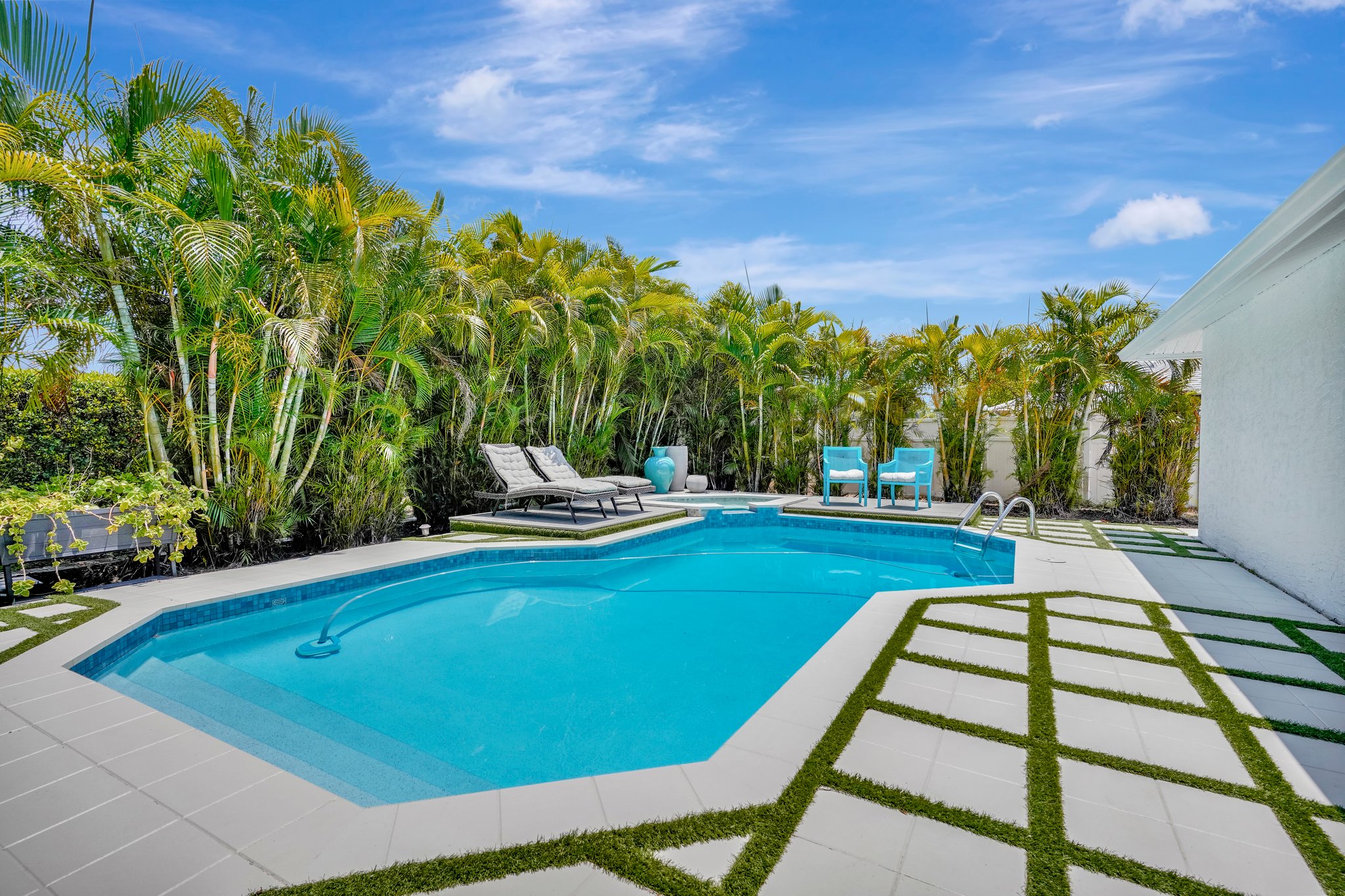 Private tropical backyard with modern pool in Willoughby Acres, Naples FL &mdash; non-HOA neighborhood living