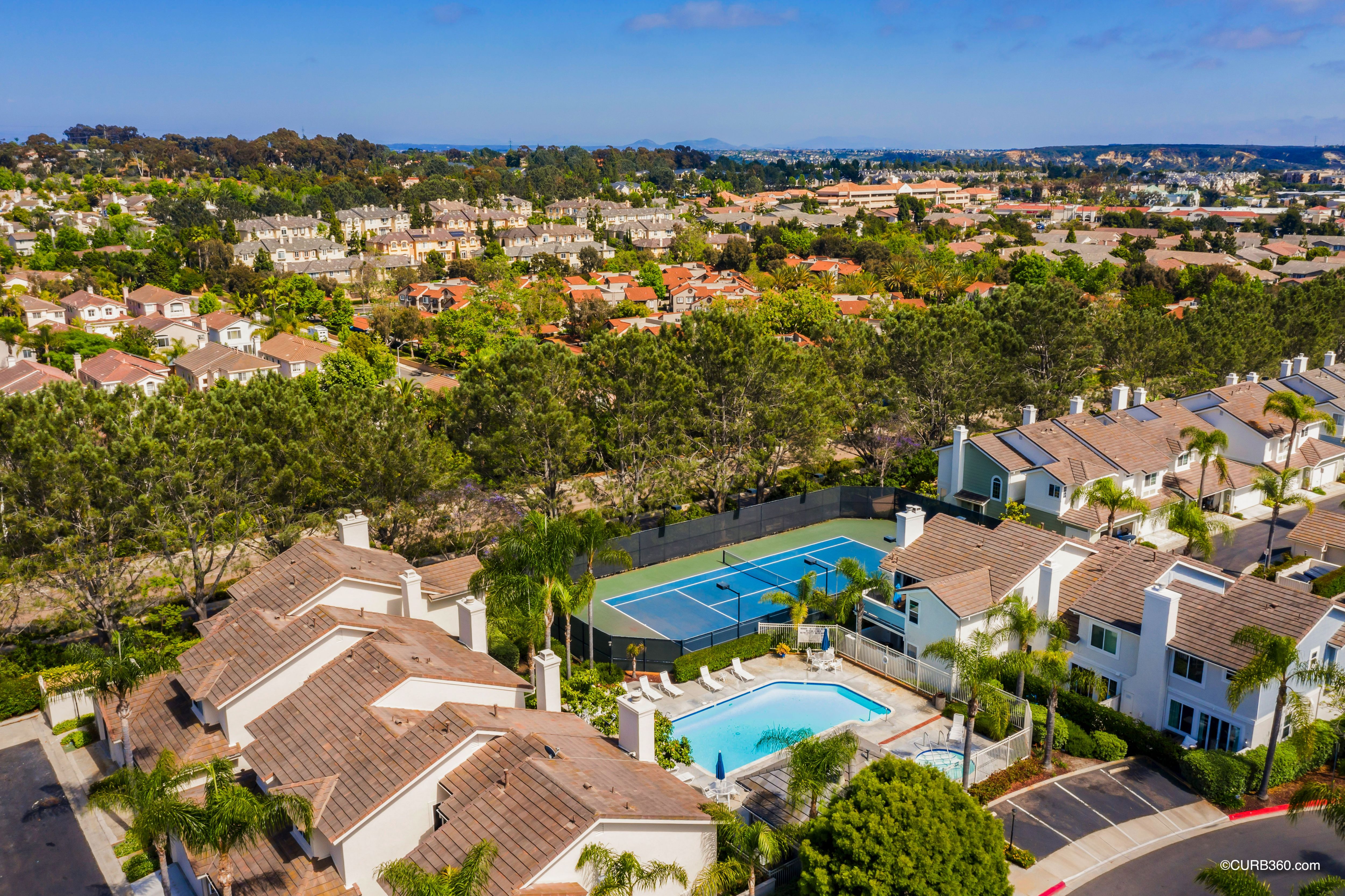 Cambria Community Pool and Tennis Courts Aerial View Carmel Valley &ndash; Sez Sezer Keller Williams Realty