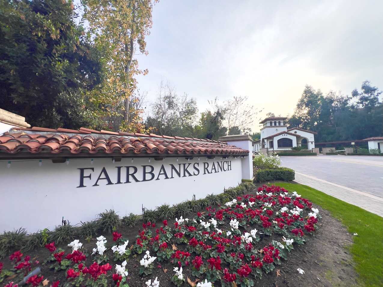 Fairbanks Ranch guard-gated community entrance in Rancho Santa Fe