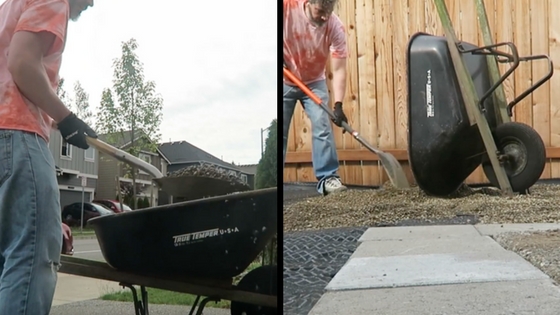 get ready for a sore back and legs shoveling all this pea gravel.