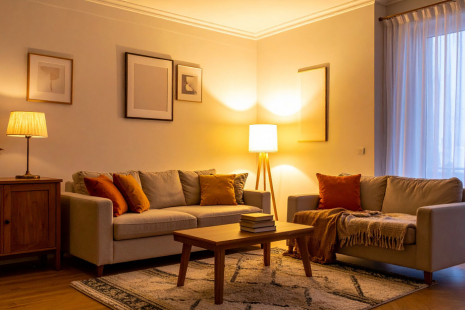 Cozy corner with warm lighting