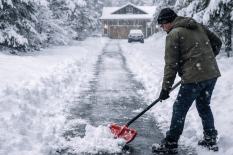 A man shoveling snow