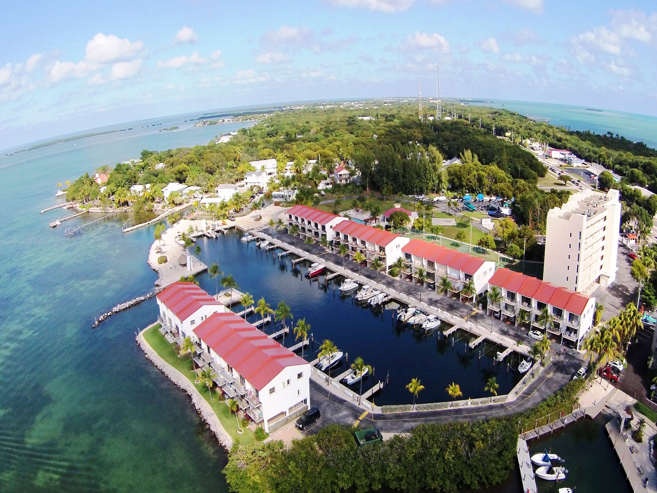 Aerial view of Futura Yacht Club in Islamorada