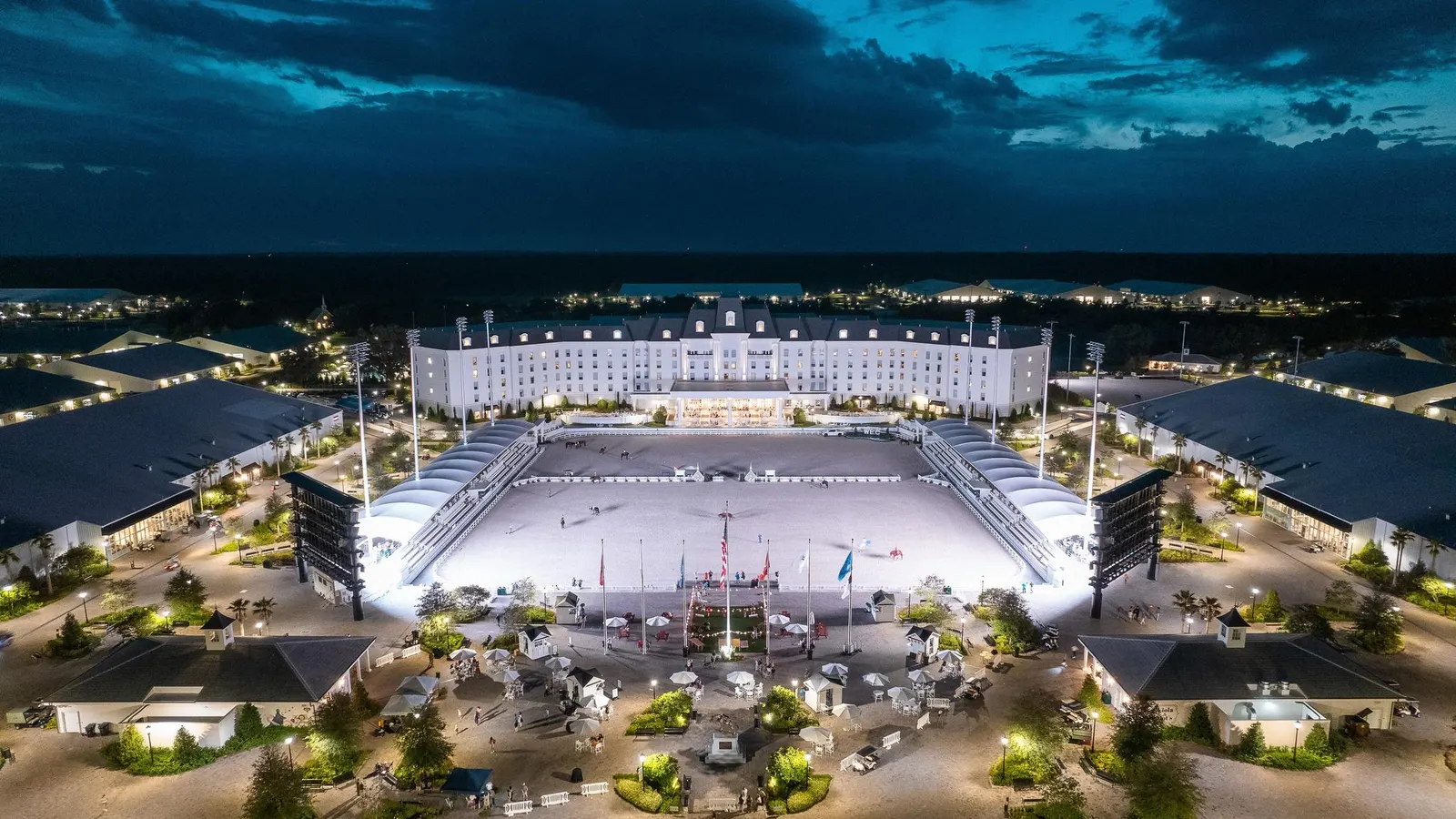 Indoor and outdoor competition arenas at World Equestrian Center
