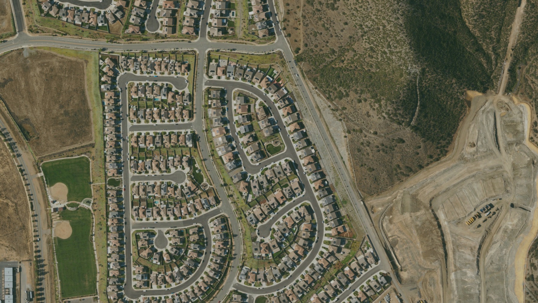 North-up aerial view around Horse Creek Ridge County Park in the Horse Creek Ridge area Captured 2022-04-15.