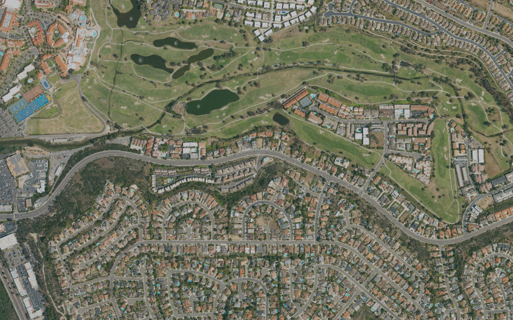 Actual north-up USDA NAIP aerial photograph of the La Costa area. Historical imagery selection: 2022. No neighborhood boundary is marked.