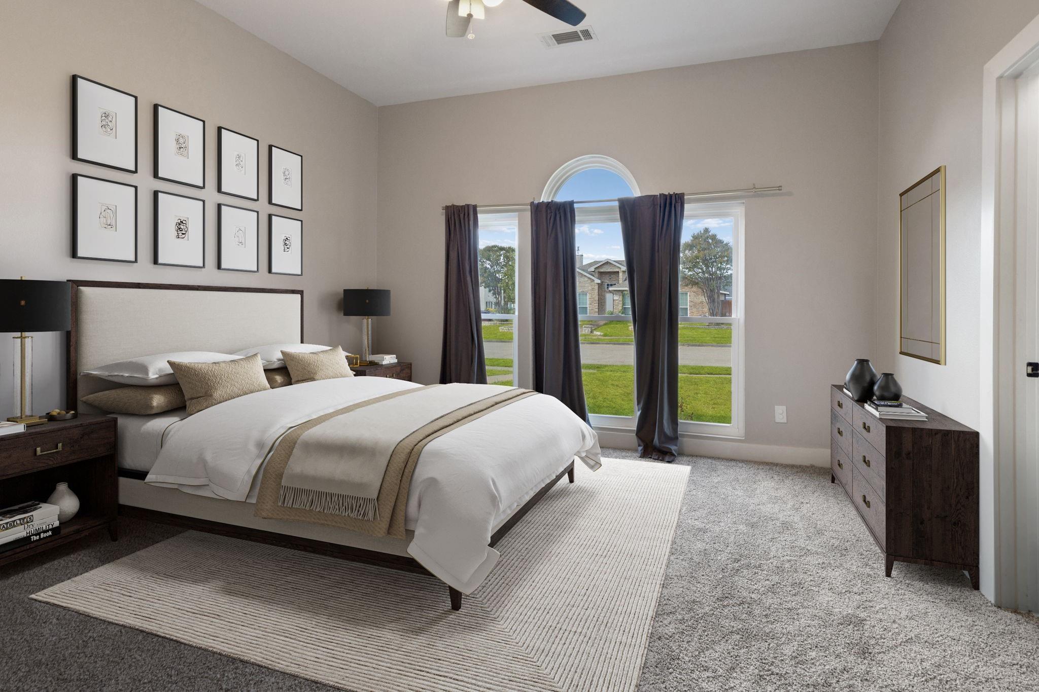 Primary suite with vaulted ceiling at 7406 Bayview Drive Rowlett TX