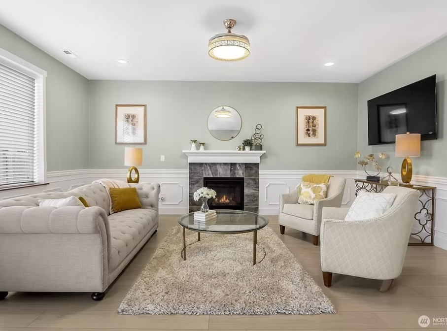 Inviting front porch of rental property