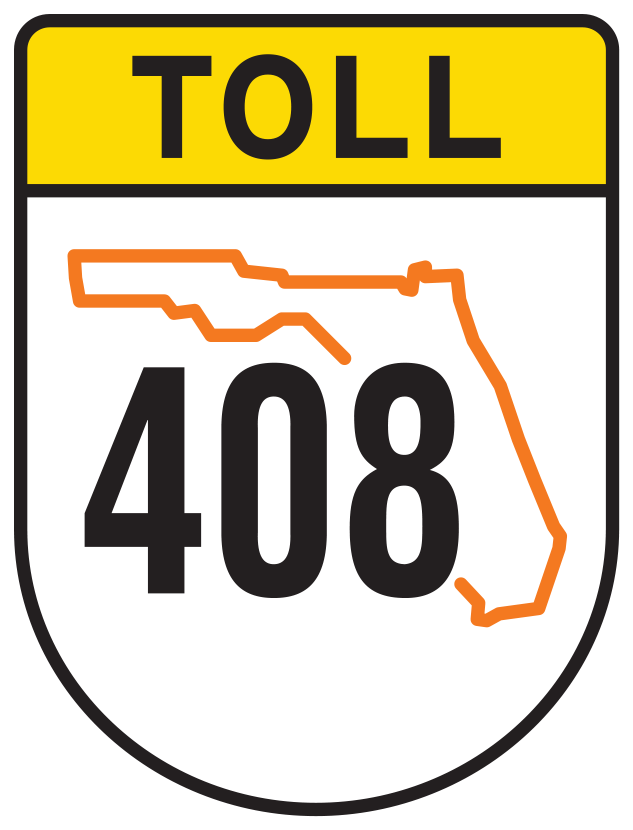 SR 408 East-West Expressway crossing downtown Orlando, reached from Lake Nona by the SR 417