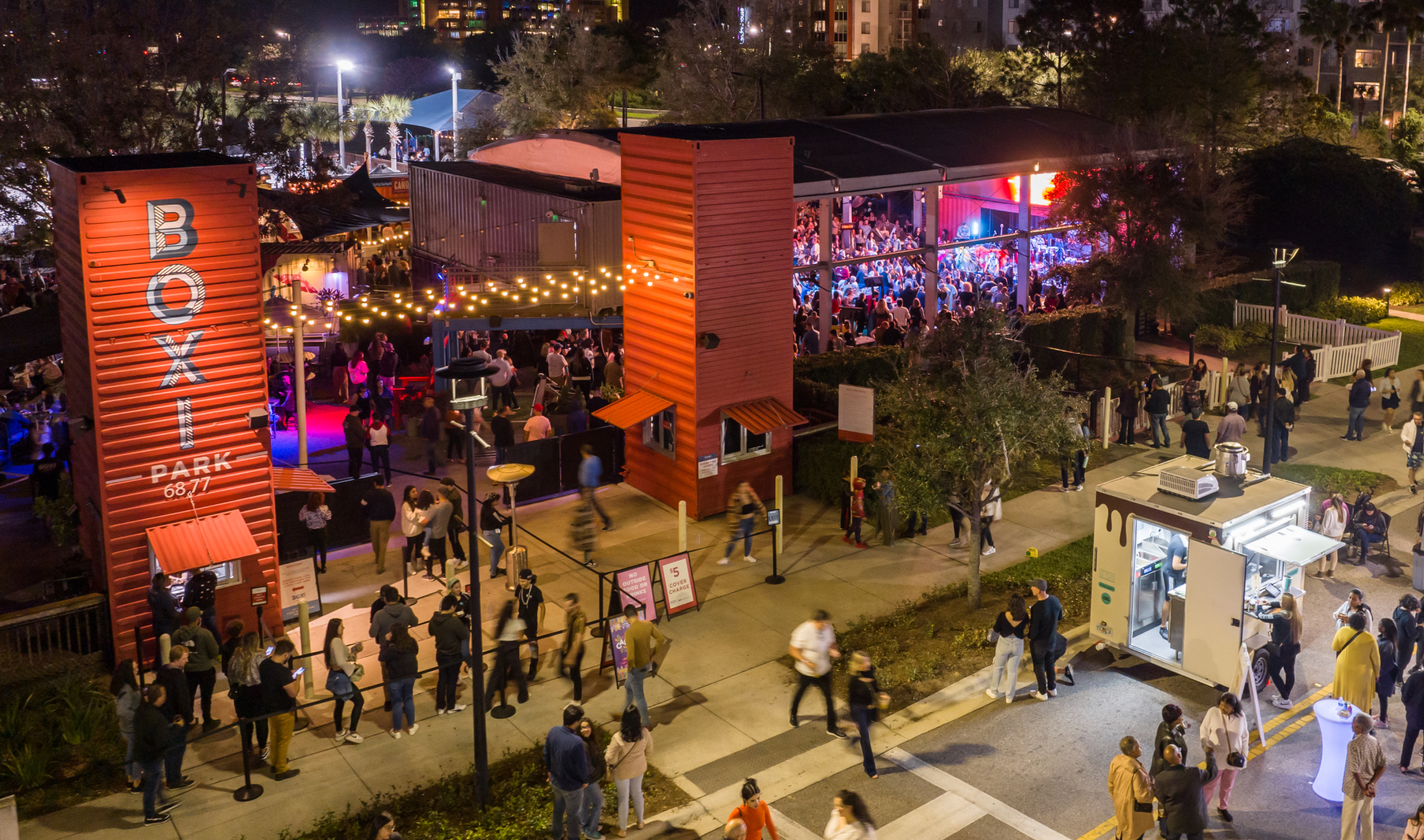 Boxi Park in Lake Nona Town Center in the evening