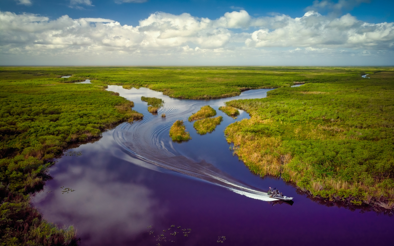 Airboat on a Central Florida lake near Lake Nona