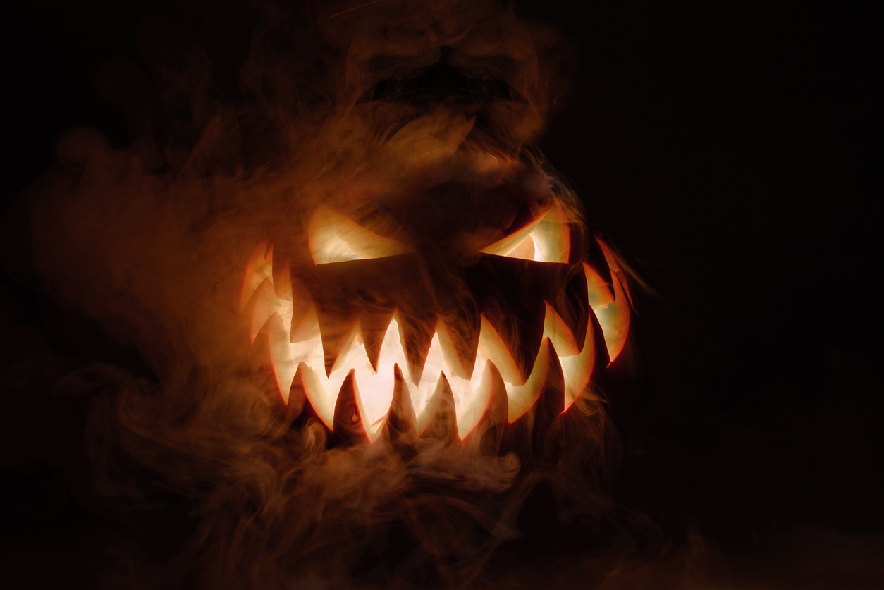 Carved Halloween pumpkin for Graveyard Smash at Lake Nona Town Center