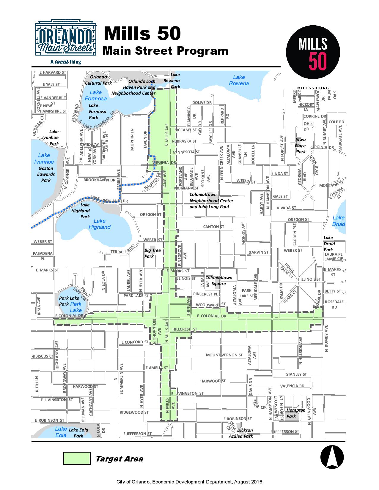Restaurants and murals in Orlando's Mills 50 district