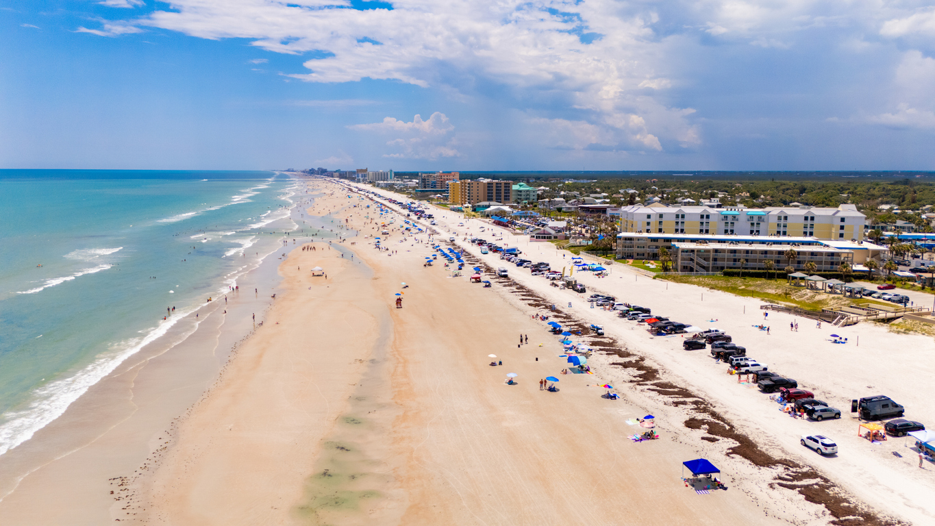 Wide sandy beach on Florida's Atlantic coast in Volusia County