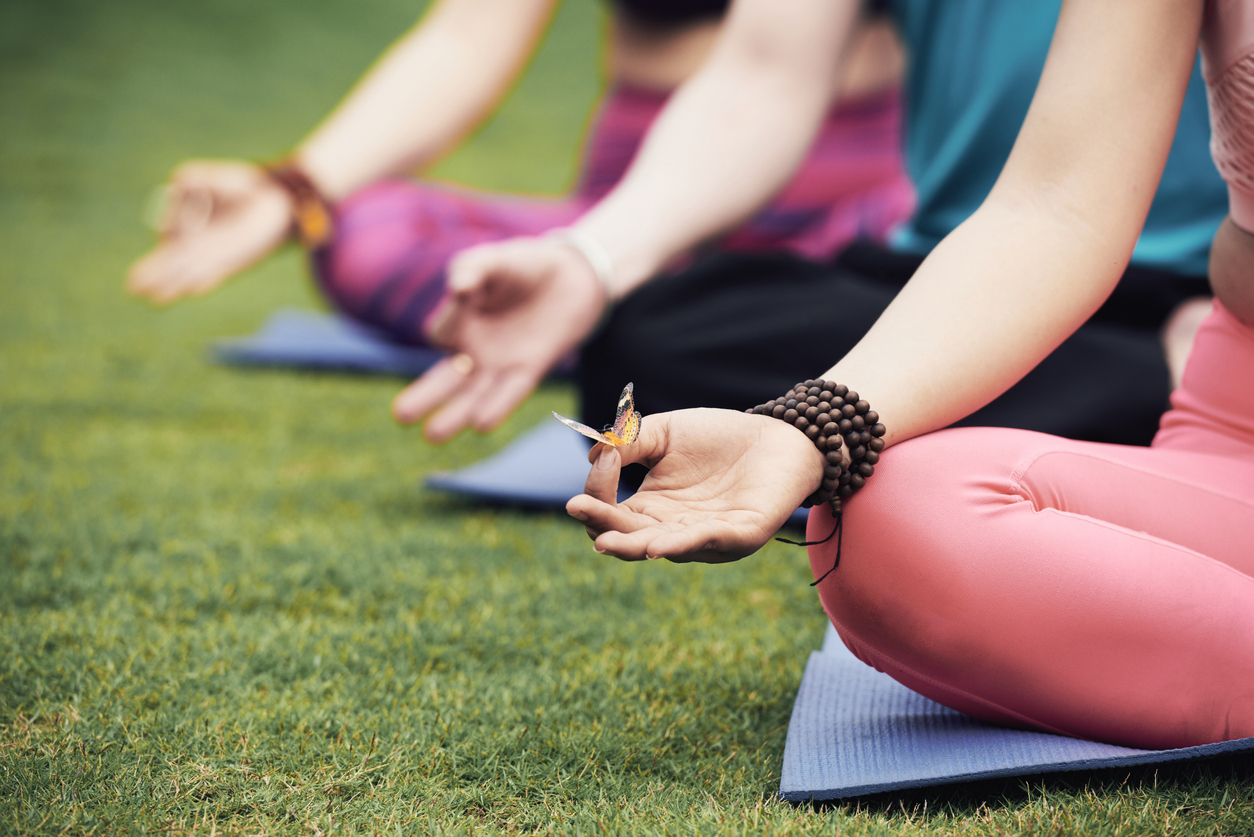 Yoga in the Garden class in the Lake Nona Sculpture Garden at the Lake Nona Wave Hotel