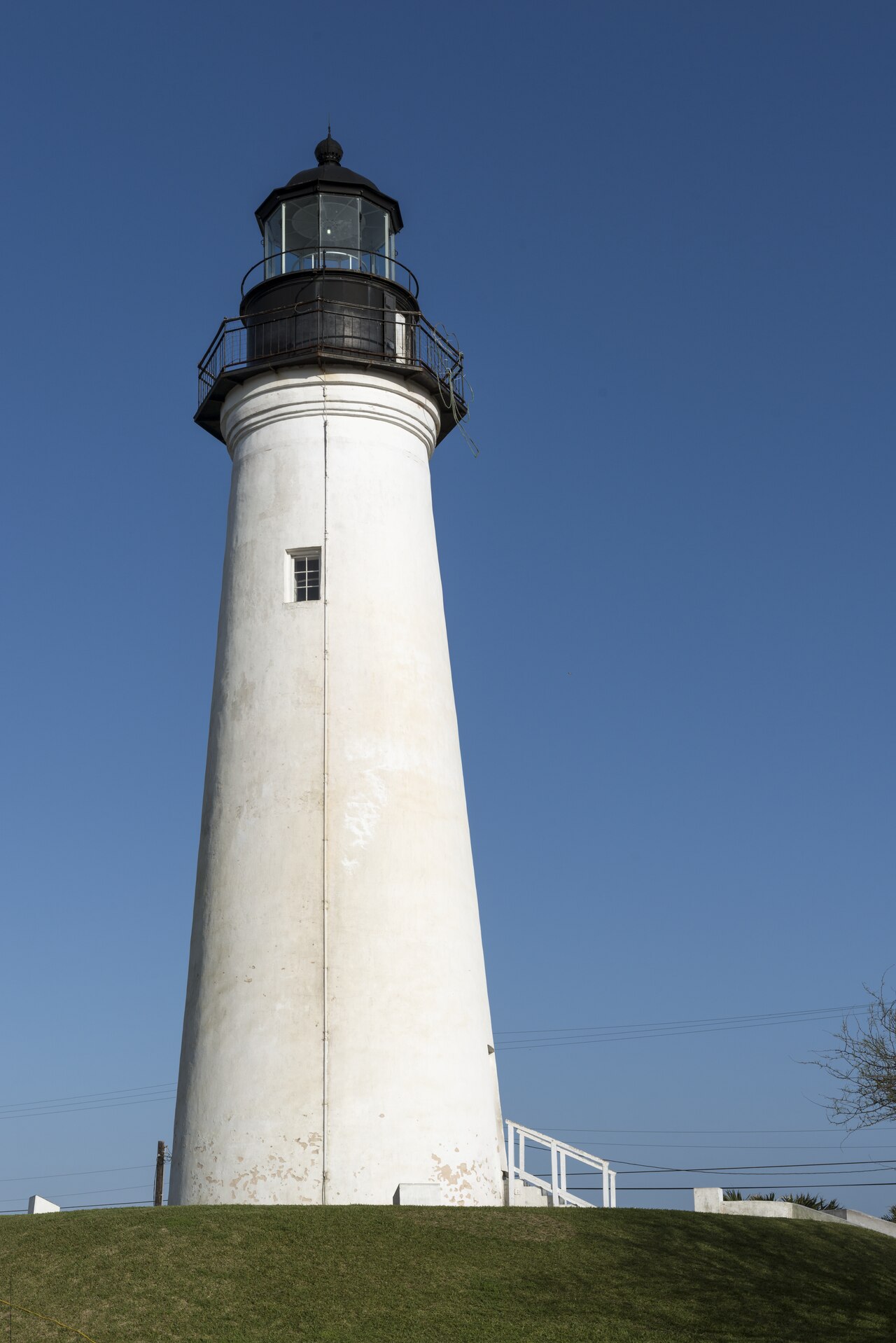 The Port Isabel Lighthouse, a white brick tower built in 1852, in Port Isabel, Texas
