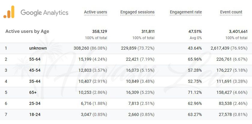 Audience age data for HavasuLew real estate marketing