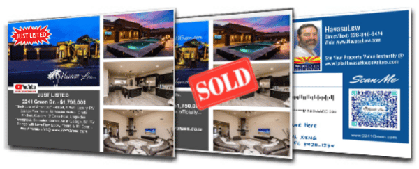 Lake Havasu just listed and just sold postcard marketing examples