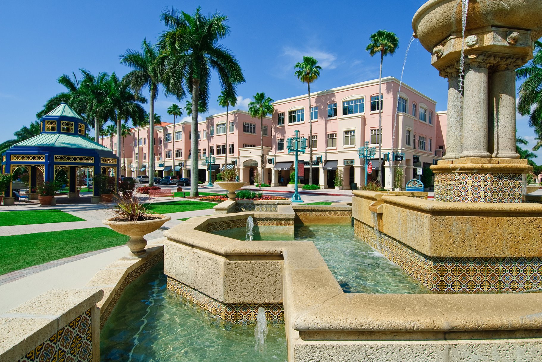 Mizner Park Water Fountain Boca Raton City Downtown