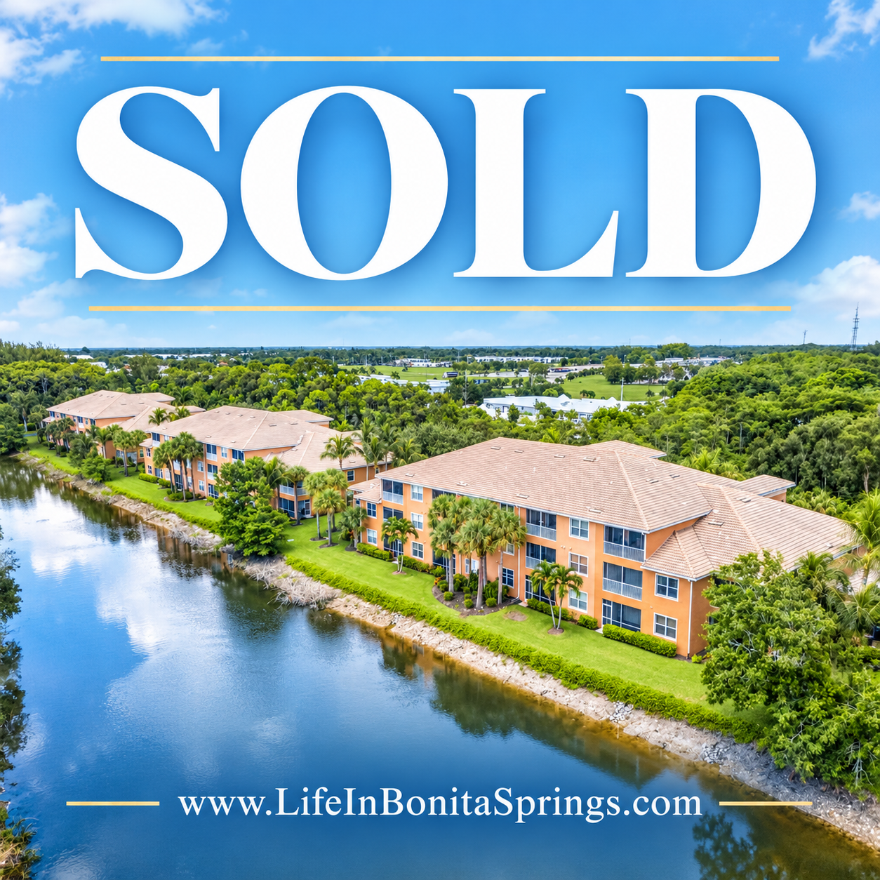 Sold sign at Marbella at Spanish Wells condo in Bonita Springs Florida
