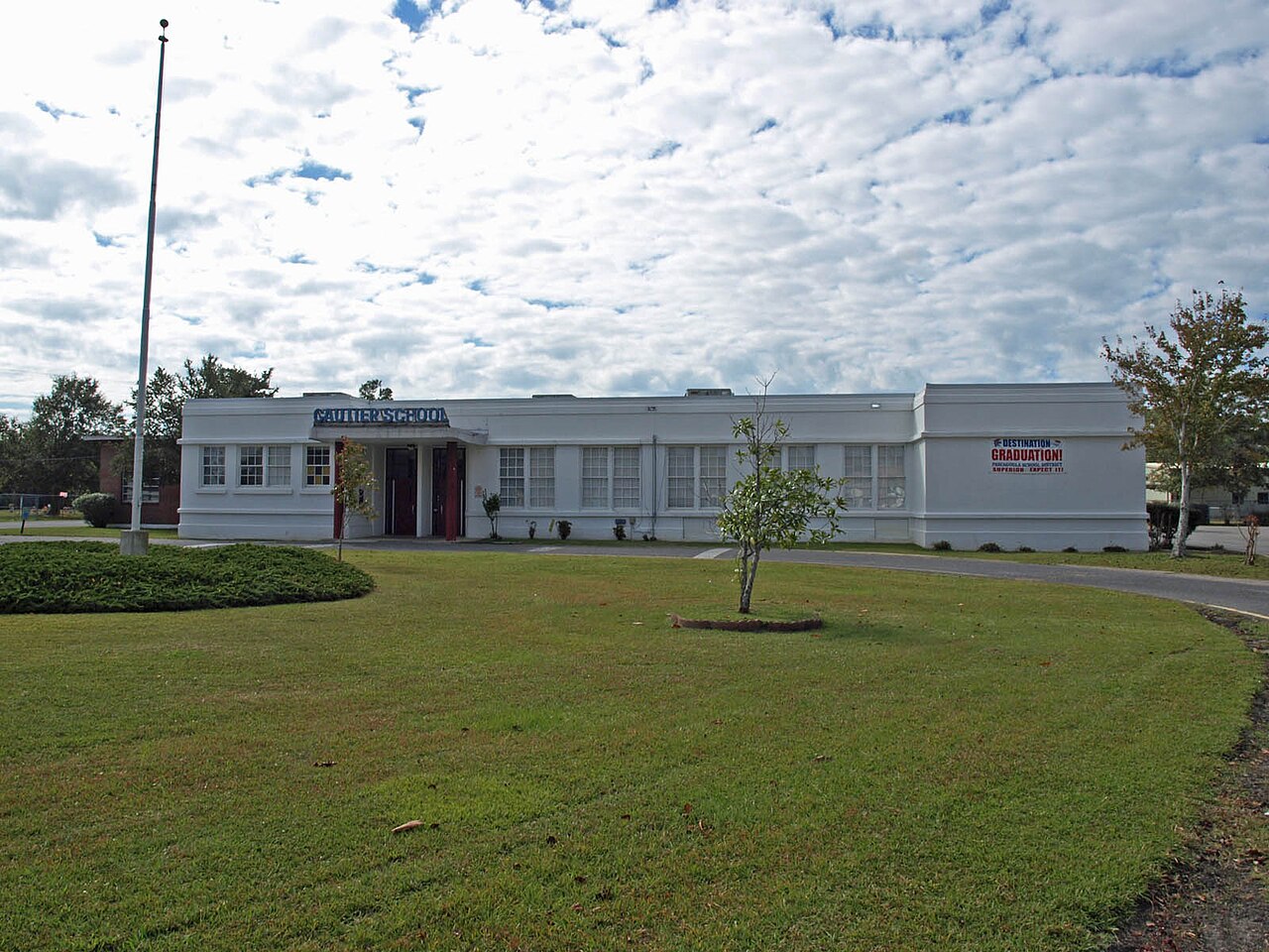 The historic Gautier School building, listed on the National Register of Historic Places