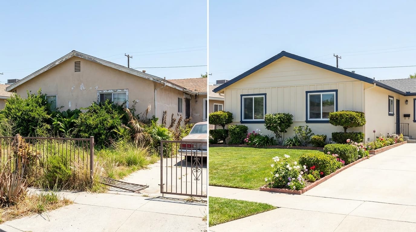 Before and after home curb appeal improvement in Roseville California