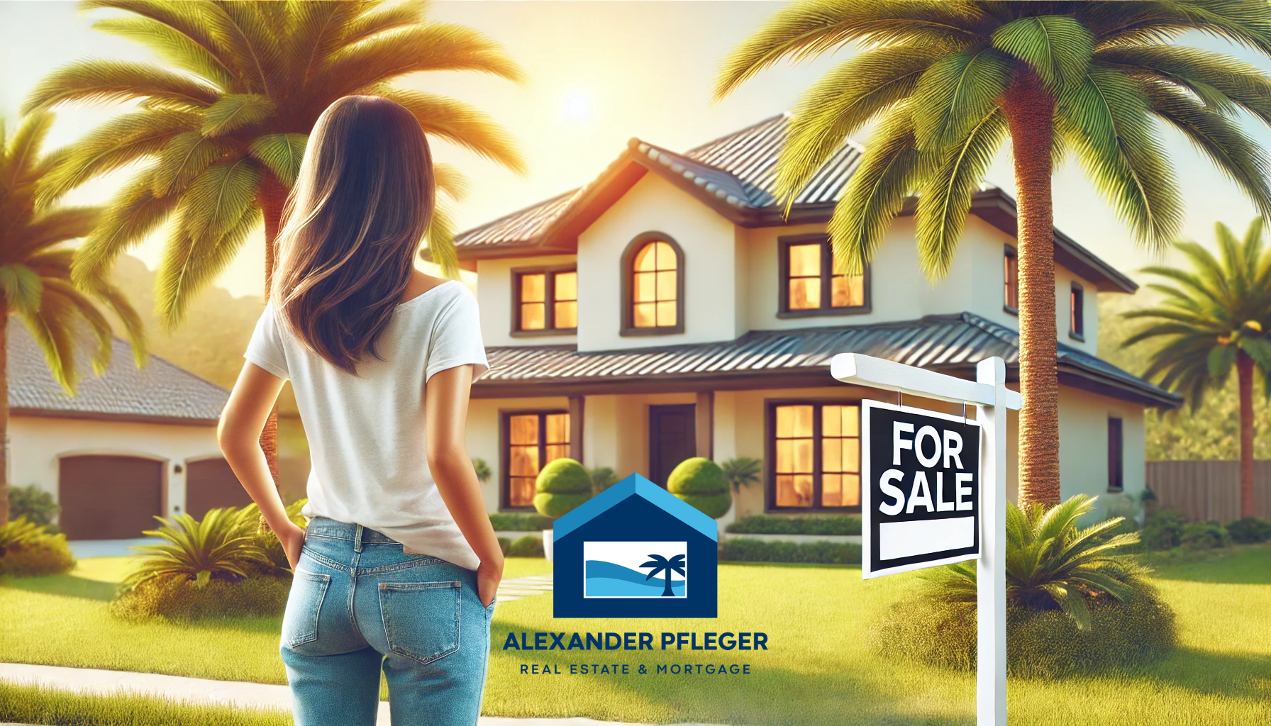 Woman looking at a home for sale