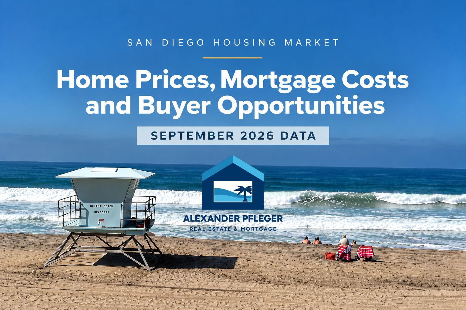 Solana Beach lifeguard tower with San Diego County home prices September 2026 housing market headline
