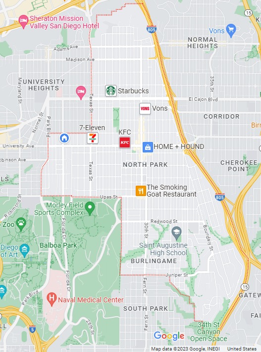 North Park Boundaries Map