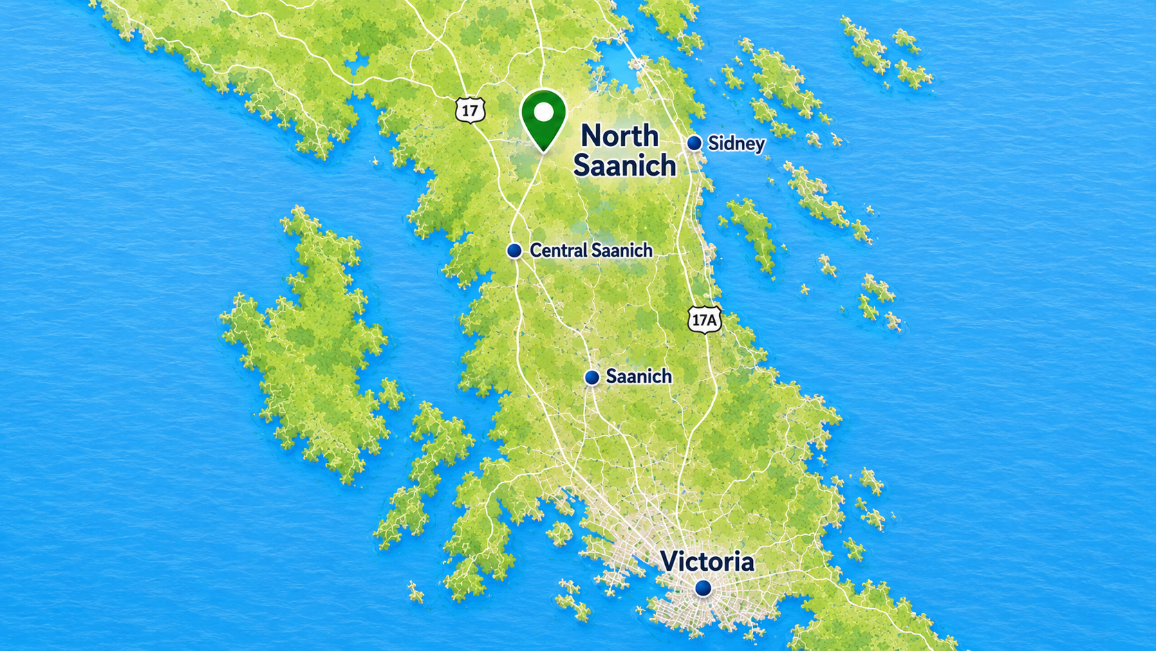 Map showing North Saanich on the Saanich Peninsula