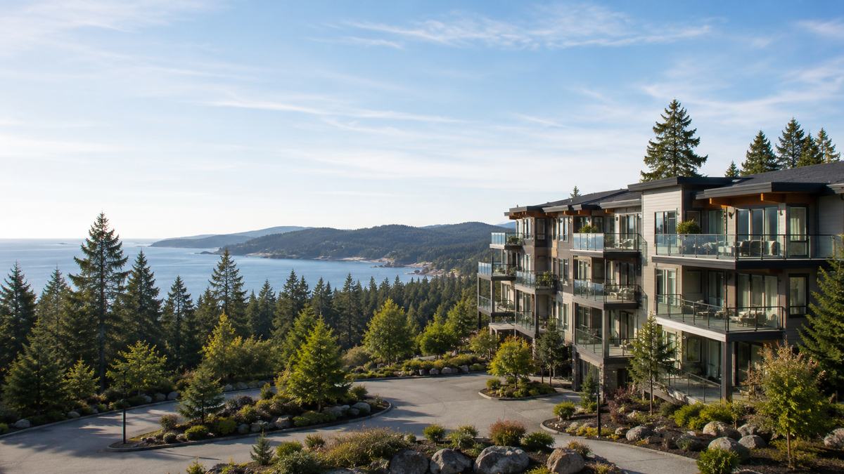 Sooke condos for sale with harbour, ocean, forest, and west coast scenery in Sooke BC