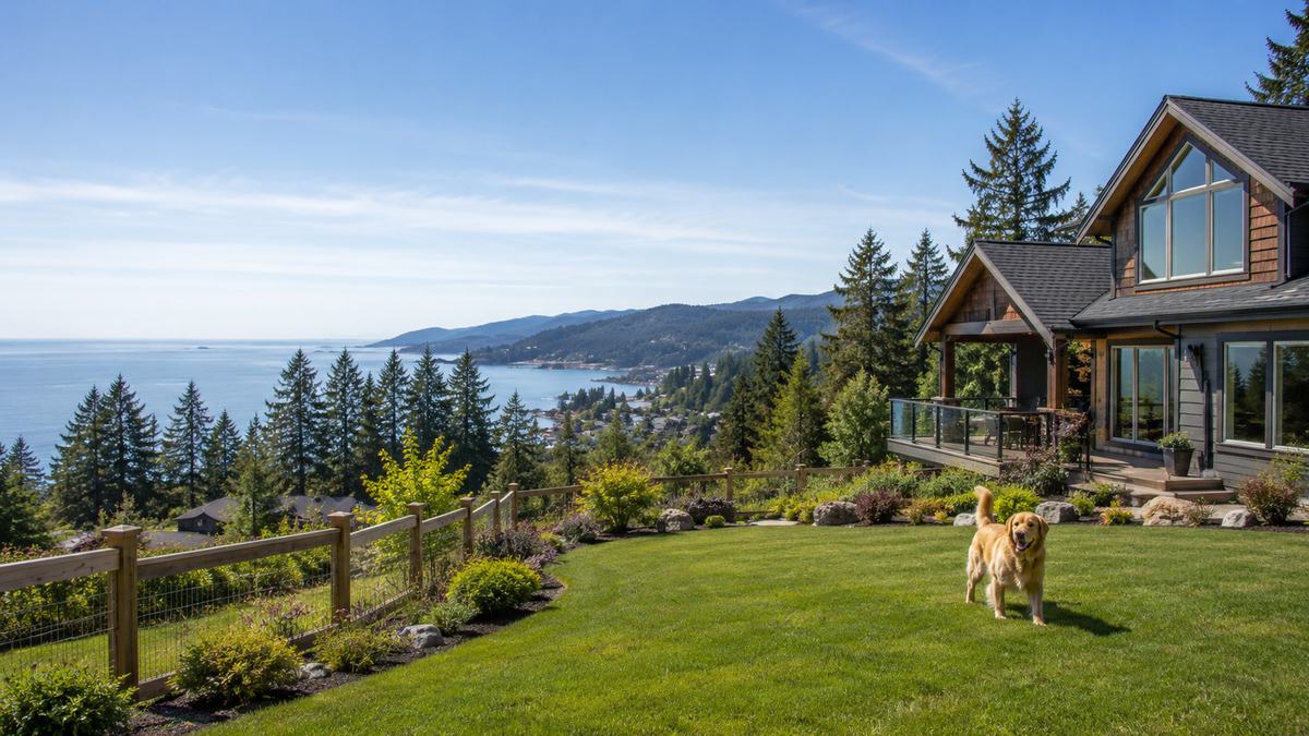 Sooke pet friendly homes for sale with yards, trails, forest, ocean, and west coast scenery in Sooke BC
