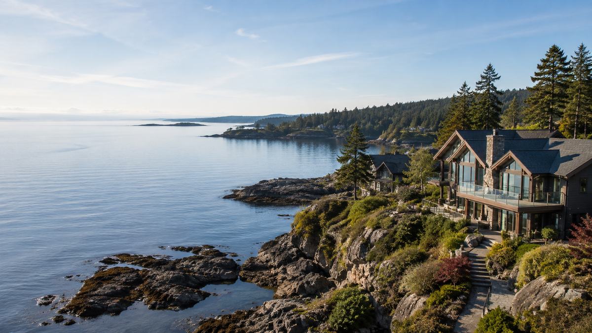 Sooke waterfront homes for sale with ocean, harbour, forest, and west coast shoreline in Sooke BC