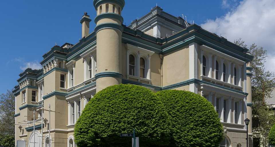 The former Victoria Law Courts building in Bastion Square, Victoria BC