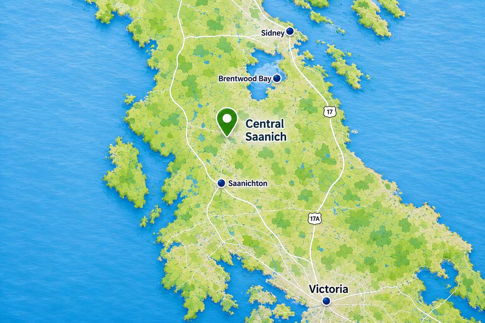 Map showing Central Saanich on the Saanich Peninsula