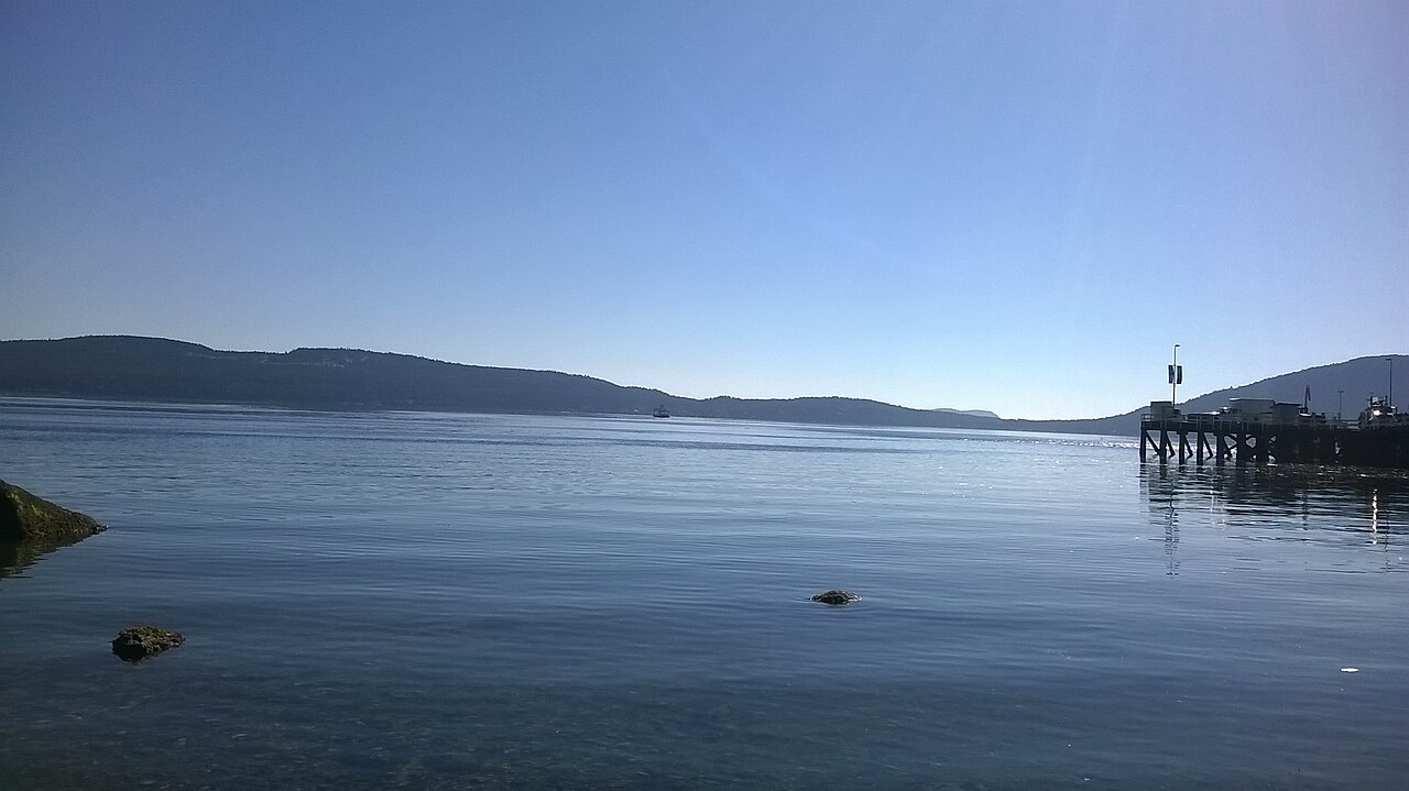 Calm water off Crofton looking across to Salt Spring Island